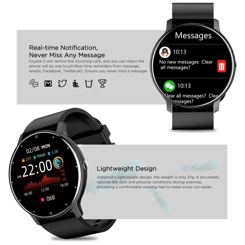 Waterproof Fitness Smart Watch – Heart Rate & Sleep Tracking