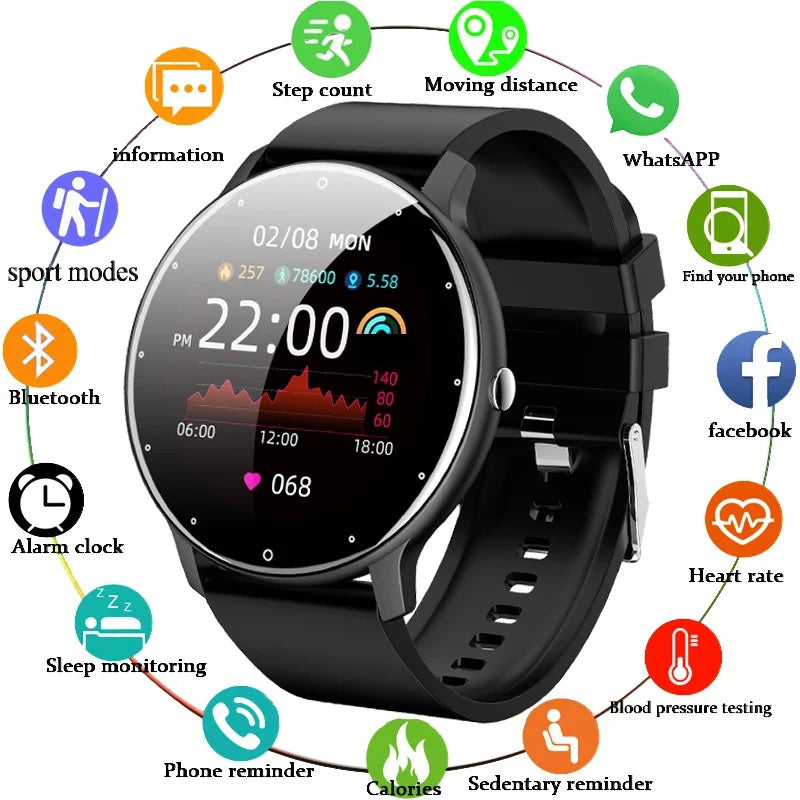 Waterproof Fitness Smart Watch – Heart Rate & Sleep Tracking